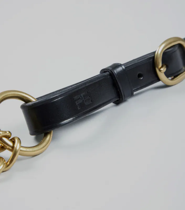 PE Leather Lead Rein with Chain Coupling Black